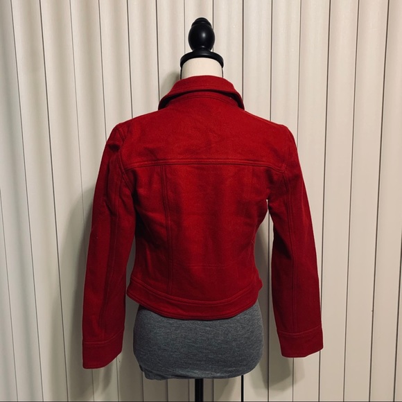Express Red Collared Snap Button Wool Jacket - Picture 9 of 14